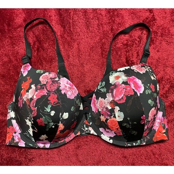 torrid Other - 𝅺TORRID CURVE COLLECTION PUSH-UP PLUNGE BRA: BLACK/FLORAL: NWT: SZ 40DD